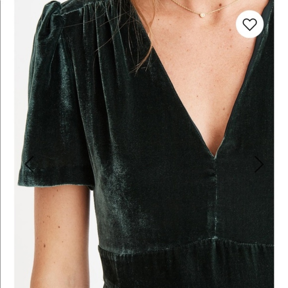 NWT MADEWELL Green Hunter Velvet V-neck Mini Dress - Picture 6 of 9